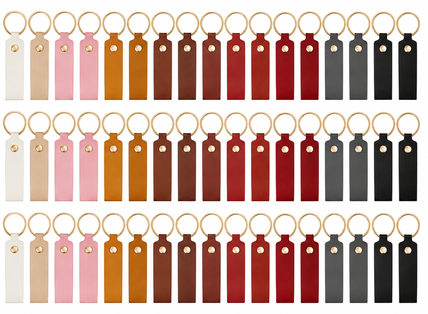 Elongated Rectangle Colorful Leather Keychain