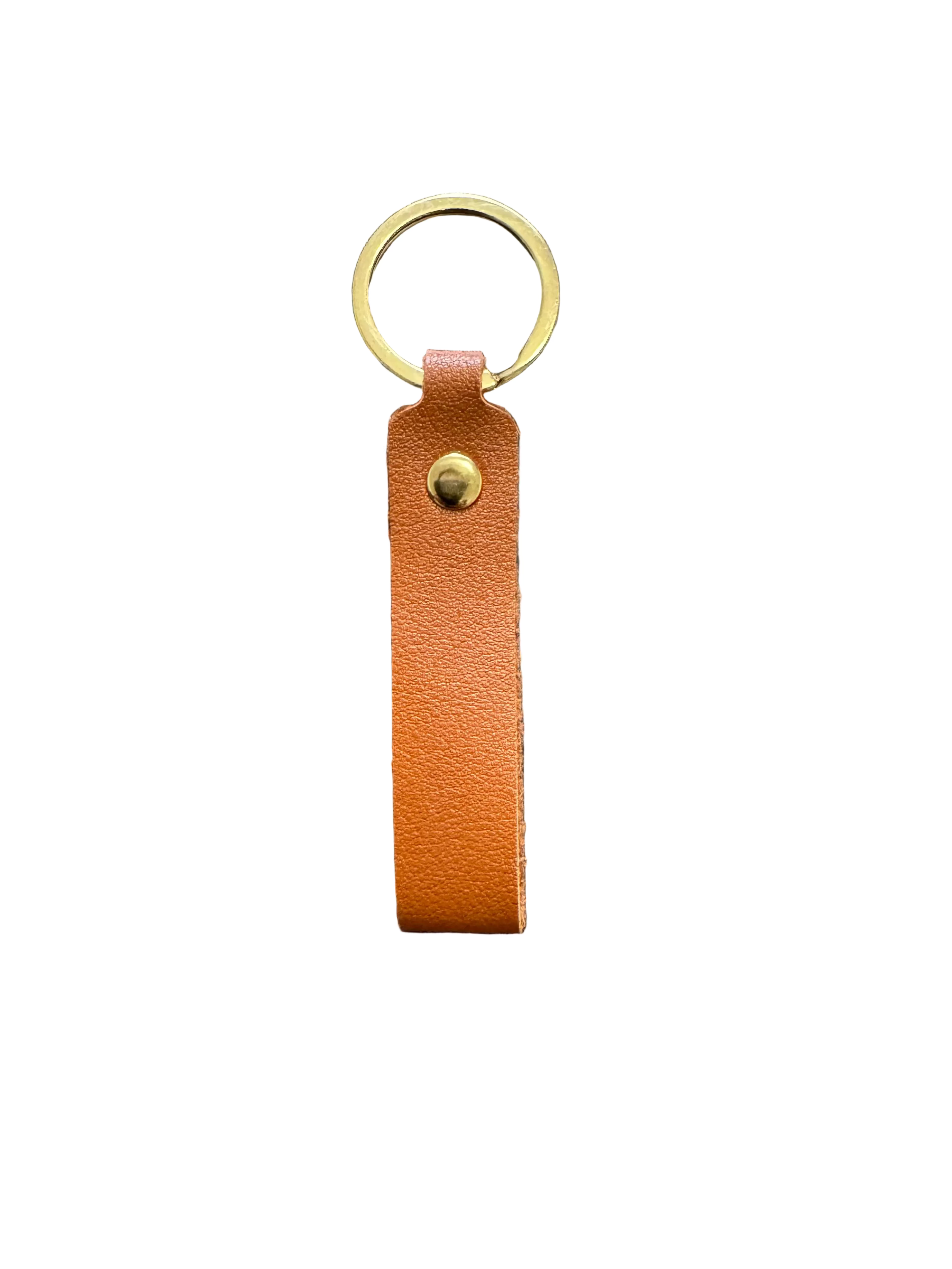 Elongated Rectangle Colorful Leather Keychain