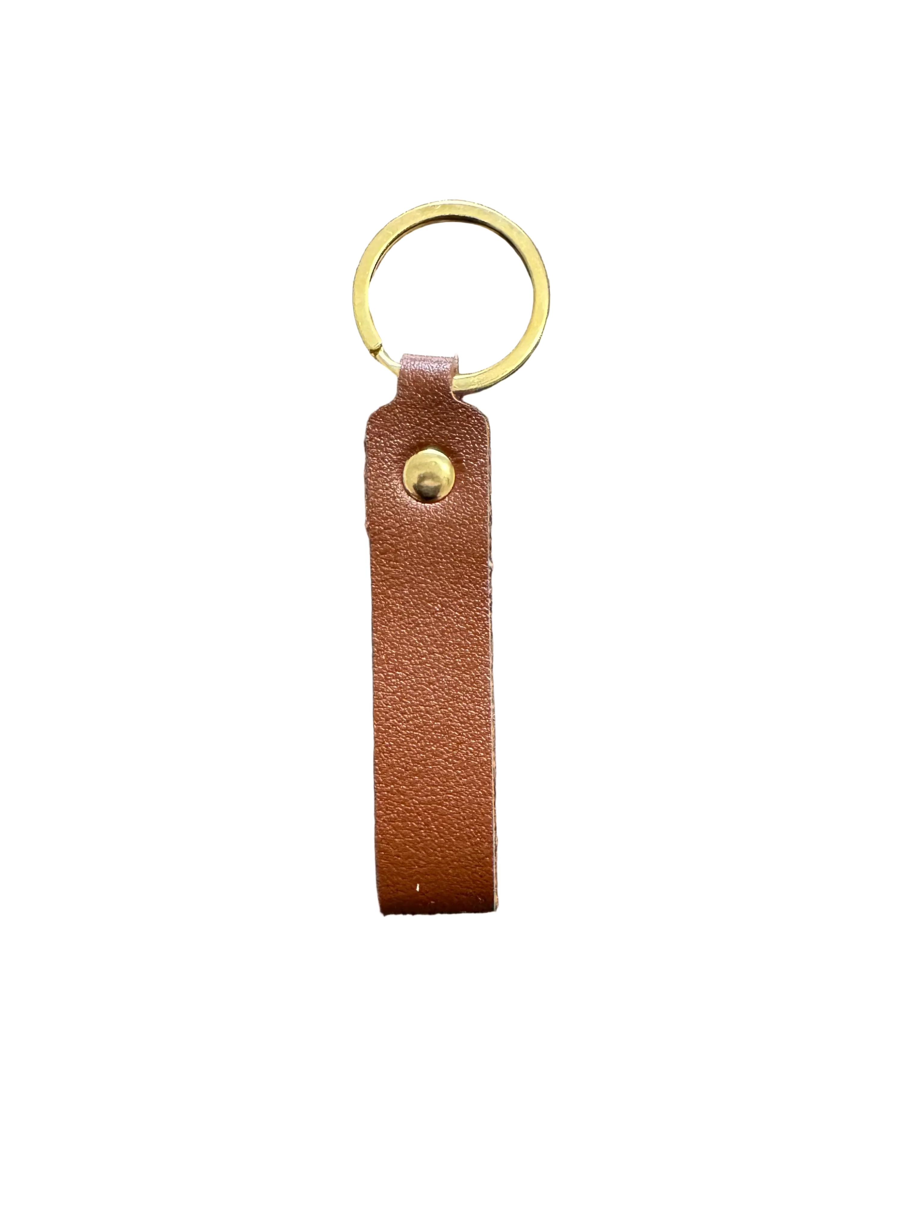 Elongated Rectangle Colorful Leather Keychain
