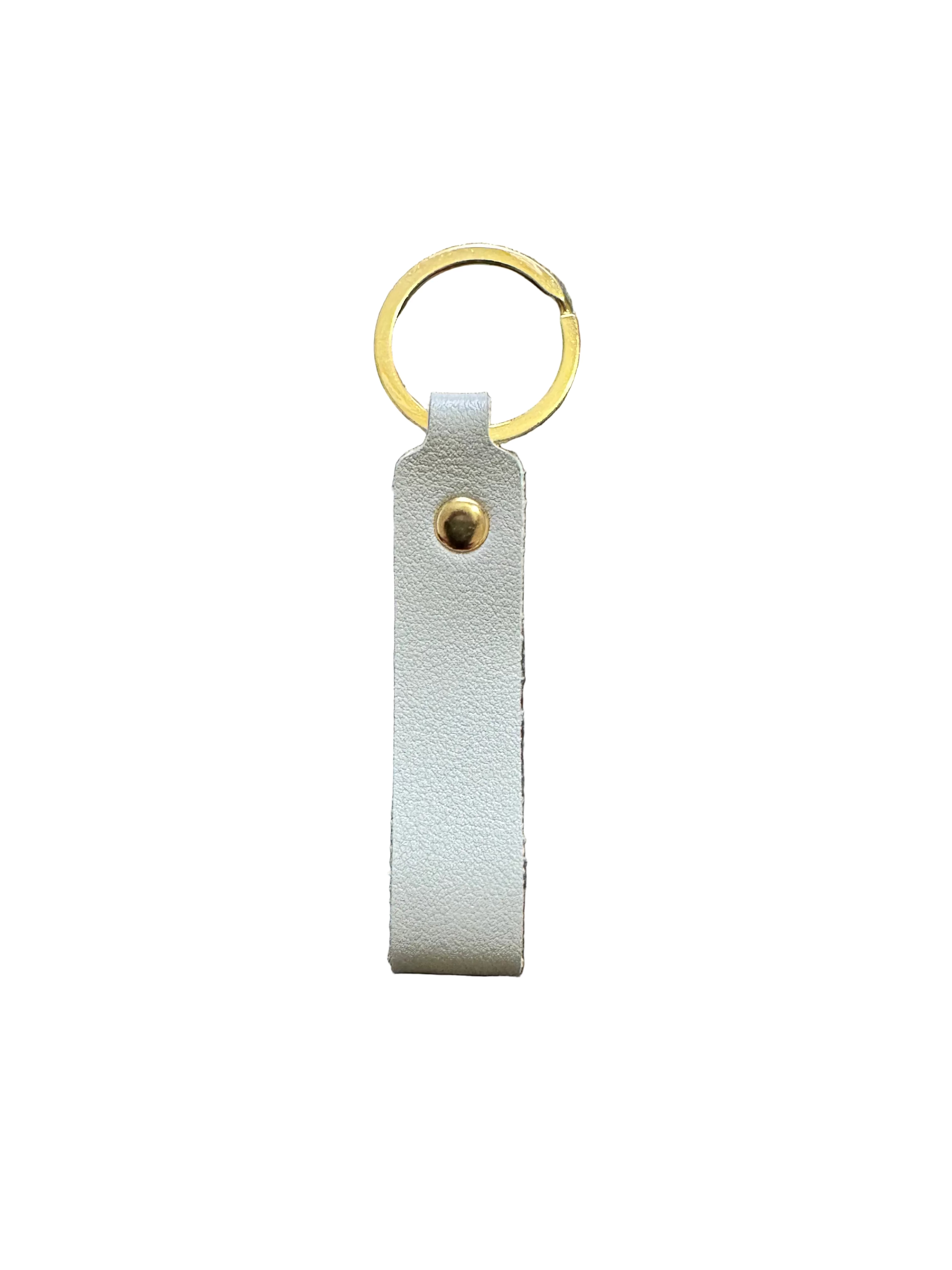 Elongated Rectangle Colorful Leather Keychain