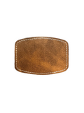 Blank curved leather hat patch shaped for a cap crown