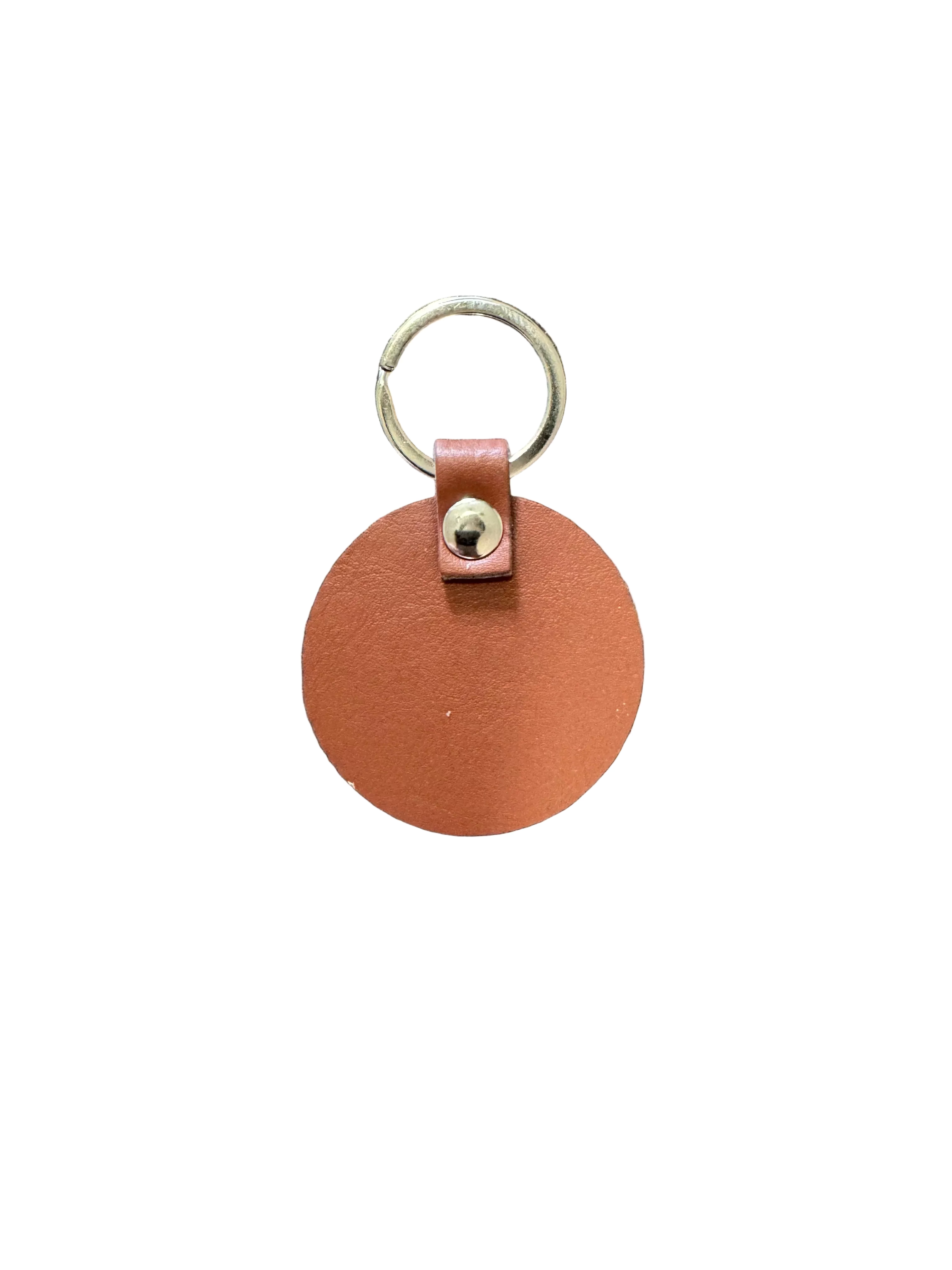 Round Leather Keychain